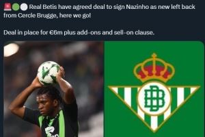 Here We Go！罗马诺：贝蒂斯即将600万欧签比甲边卫纳齐尼奥