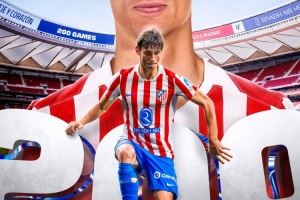 西甲官方发布海报，祝贺马竞后卫勒诺尔芒迎来西甲200场里程碑